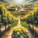 What is the most common grape variety grown in Austria - A photo of a scenic Austrian vineyard with rows of Grüner Veltliner grapes in focus. This image combines the grape variety with its origin and terroir.