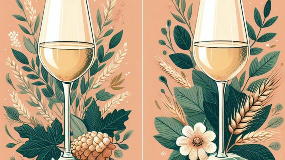 s Grauburgunder the same as Chardonnay - Two side-by-side images. One featuring a glass of white wine, the other a glass of white wine