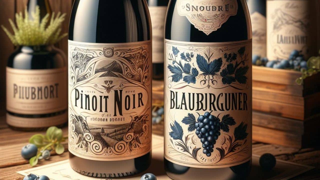 What is Pinot Noir called in Austria - two bottles of red wines, one labeled Pinot Noir and one labeled Blauburgunder