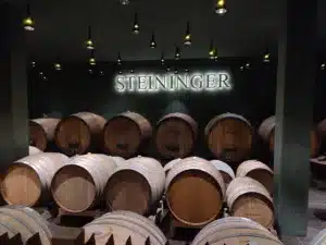 barrels of wine in Steininger winerie