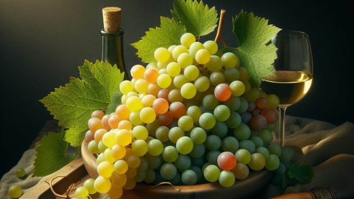 A beginner's guide to Grüner Veltliner - picture of white grapes and a glass of wine beside it