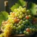 A beginner's guide to Grüner Veltliner - picture of white grapes and a glass of wine beside it