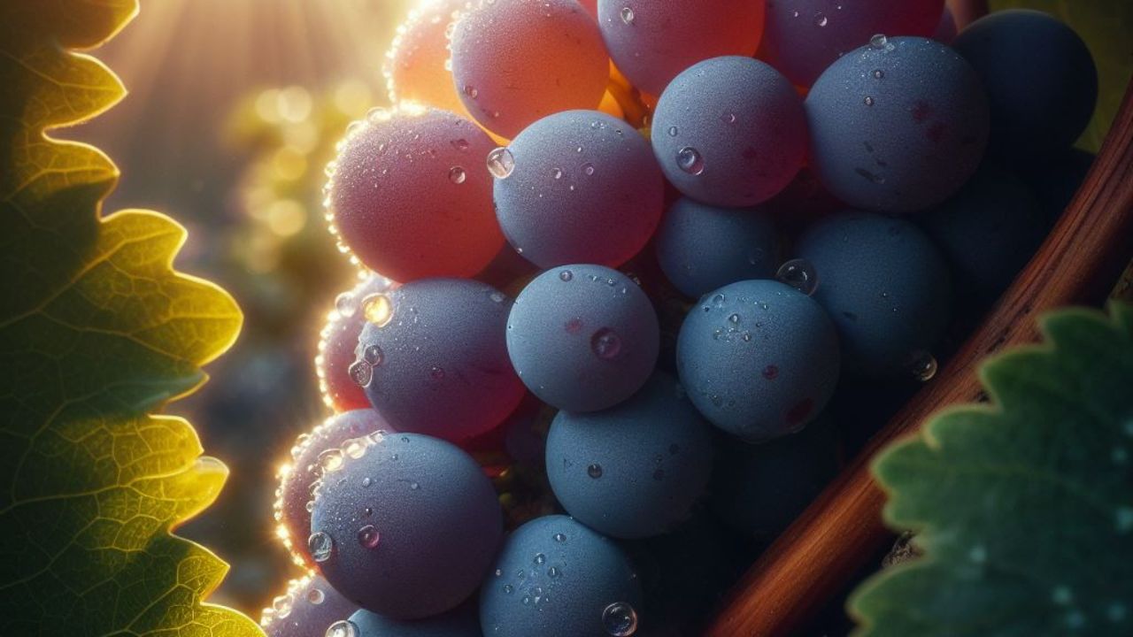 Tibouren grape variety in Provence - photo of a Tibouren grape hanging on a vine