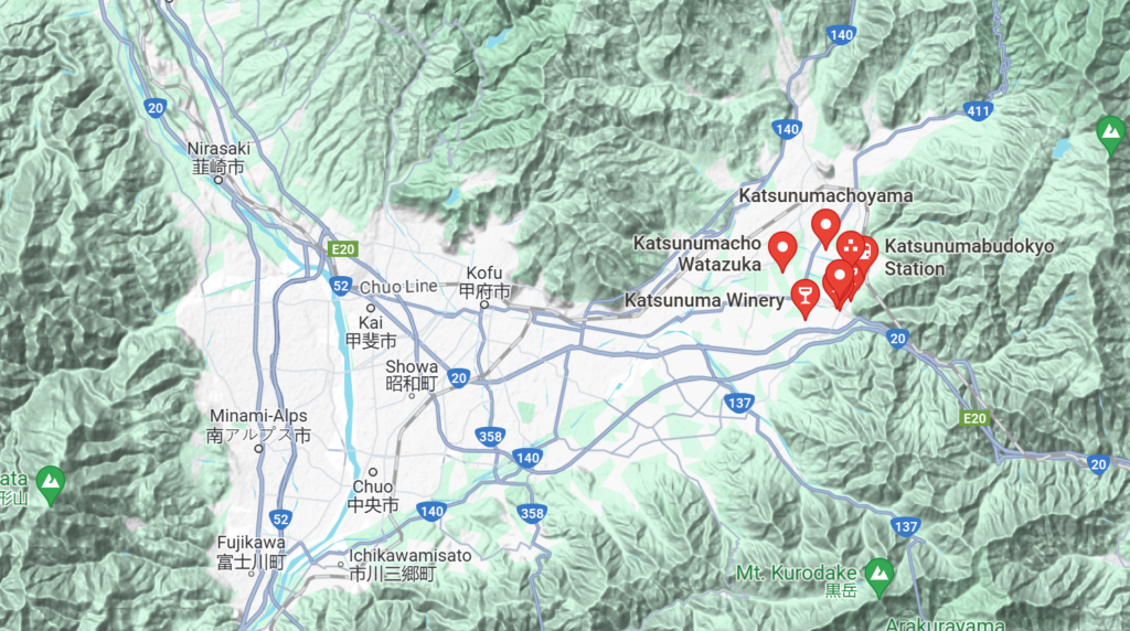 Katsunuma wine region (subregion of Yamanashi)